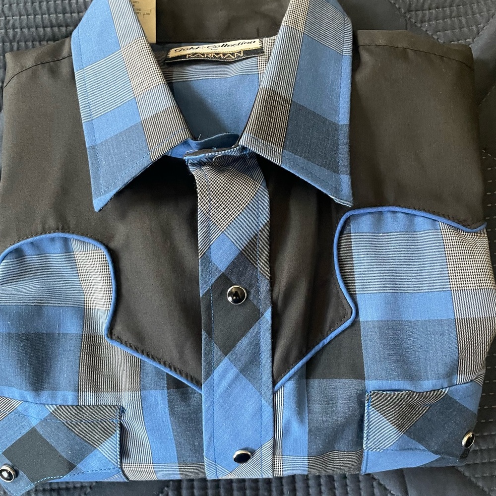Gold Collection by Karman Western Shirt Mens Size Medium 15 1/2